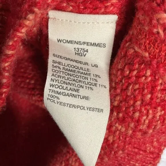 Woolrich Women’s Red/Yellow Wool Blend 1/4 Zip Long Sleeve Sweater Size L - Picture 2 of 8